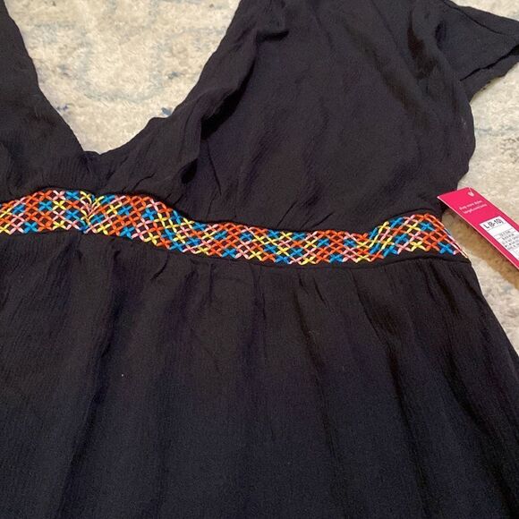 New W Tags Xhilaration Black Embroidered Top / Bathing Suit Coverup - Picture 11 of 14